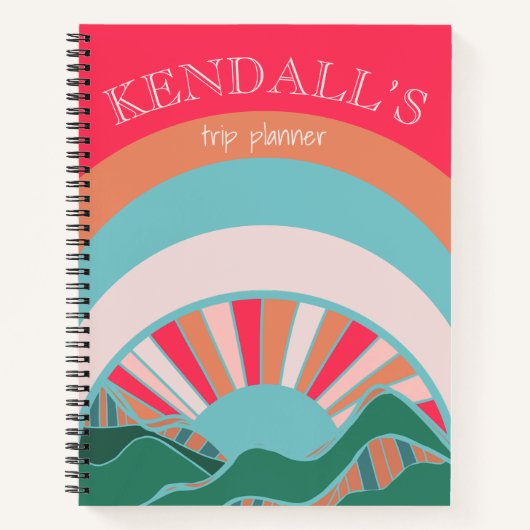 Farbenfrohe Mountain Sun Custom Travel Planner Notizblock (Vorderseite)