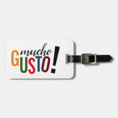 Farbenfrohe Mucho Gusto! Freut mich, Sie zu treffe Gepäckanhänger (Vorderseite horizontal)