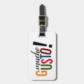 Farbenfrohe Mucho Gusto! Freut mich, Sie zu treffe Gepäckanhänger (Vorderseite vertikal)