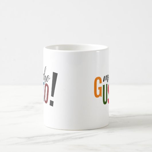 Farbenfrohe Mucho Gusto! Freut mich, Sie zu treffe Kaffeetasse (Mittel)