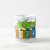 Farbenfrohe Mülltrennung mit Recyclingbehältern Kaffeetasse (Mittel)