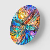 Farbenfrohe Multicolor Abstrakt 75 Drehungen Runde Wanduhr (Winkel)