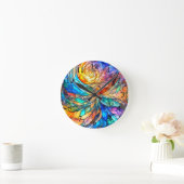 Farbenfrohe Multicolor Abstrakt 75 Drehungen Runde Wanduhr (Zuhause)