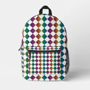 Farbenfrohe Multicolor-Diamant-Harlekin-Schachbret Bedruckter Rucksack
