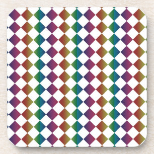 Farbenfrohe Multicolor-Diamant-Harlekin-Schachbret Getränkeuntersetzer