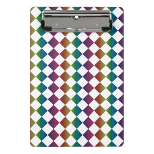 Farbenfrohe Multicolor-Diamant-Harlekin-Schachbret Mini Klemmbrett