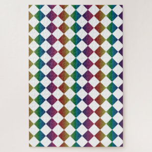 Farbenfrohe Multicolor-Diamant-Harlekin-Schachbret Puzzle