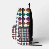 Farbenfrohe Multicolor Diamond Harlequin Schachbre Bedruckter Rucksack (Rechts)