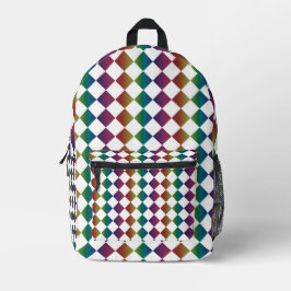 Farbenfrohe Multicolor Diamond Harlequin Schachbre Bedruckter Rucksack