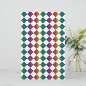Farbenfrohe Multicolor Diamond Harlequin Schachbre Briefpapier (Stehend Vorderseite)