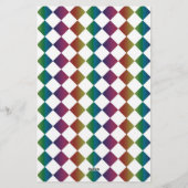 Farbenfrohe Multicolor Diamond Harlequin Schachbre Briefpapier (Rückseite)