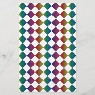 Farbenfrohe Multicolor Diamond Harlequin Schachbre Briefpapier