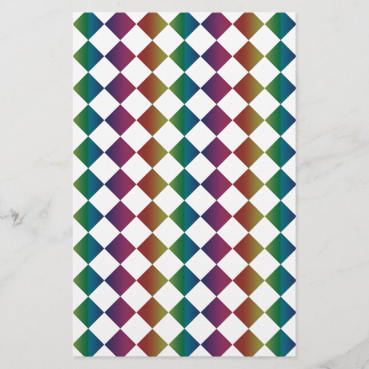 Farbenfrohe Multicolor Diamond Harlequin Schachbre Briefpapier (Vorderseite)