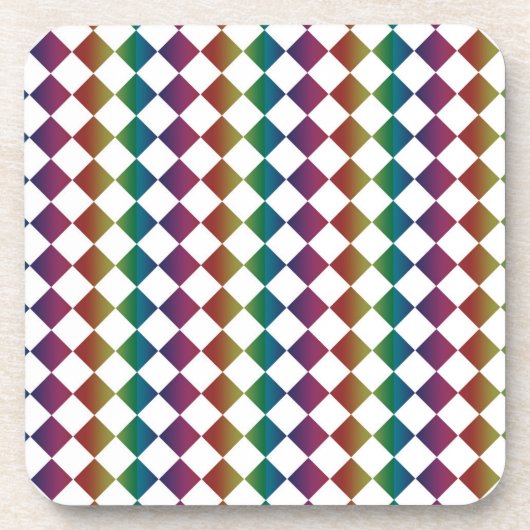 Farbenfrohe Multicolor Diamond Harlequin Schachbre Getränkeuntersetzer (Vorderseite)
