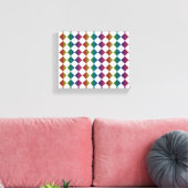 Farbenfrohe Multicolor Diamond Harlequin Schachbre Leinwanddruck (Insitu (Wohnzimmer))