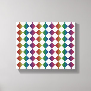 Farbenfrohe Multicolor Diamond Harlequin Schachbre Leinwanddruck