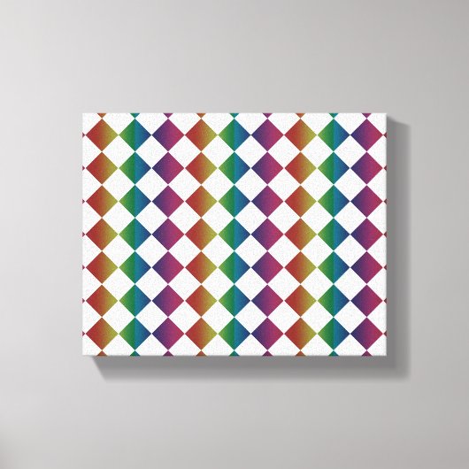 Farbenfrohe Multicolor Diamond Harlequin Schachbre Leinwanddruck (Vorderseite)