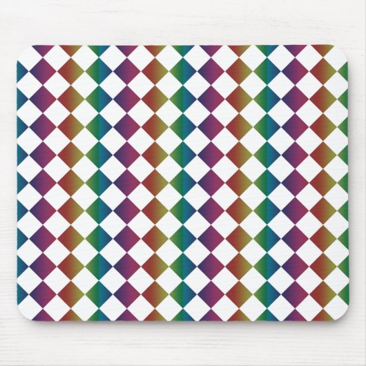 Farbenfrohe Multicolor Diamond Harlequin Schachbre Mousepad (Vorne)