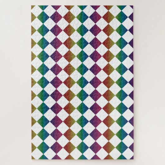 Farbenfrohe Multicolor Diamond Harlequin Schachbre Puzzle (Vertikal)