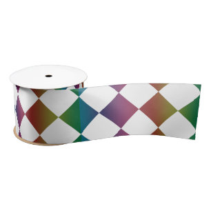 Farbenfrohe Multicolor Diamond Harlequin Schachbre Satinband