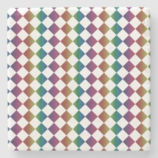Farbenfrohe Multicolor Diamond Harlequin Schachbre Steinuntersetzer (Vorderseite)