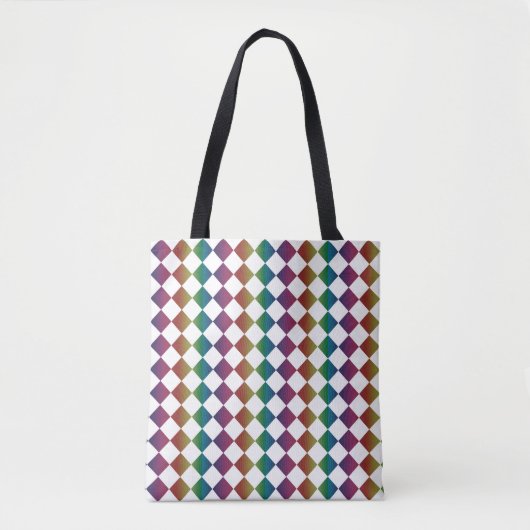 Farbenfrohe Multicolor Diamond Harlequin Schachbre Tasche (Vorderseite)
