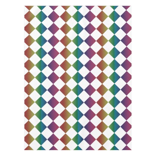 Farbenfrohe Multicolor Diamond Harlequin Schachbre Tischdecke (Vorderseite)