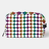 Farbenfrohe Multicolor Diamond Harlequin Schachbre Waschbeutel (Rückseite)