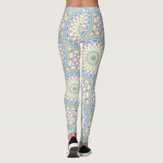 Farbenfrohe Multicolor Mandala Muster Leggings (Rückseite)