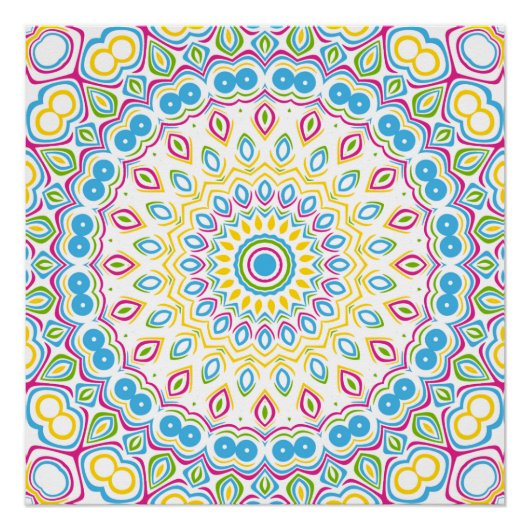 Farbenfrohe Multicolor Mandala Muster Poster (Vorderseite)