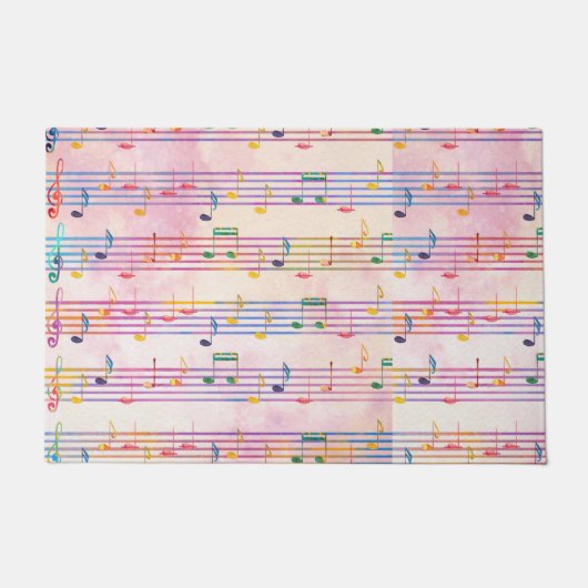 Farbenfrohe Multicolor-Musiknote Musiker Fußmatte (Vorderseite)