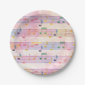 Farbenfrohe Multicolor-Musiknote Musiker Pappteller (Vorderseite)