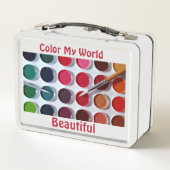 Farbenfrohe Multicolor Wasserfarben Farbpalette Ku Metall Brotdose (Rückseite)