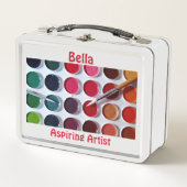 Farbenfrohe Multicolor Wasserfarben Farbpalette Ku Metall Brotdose (Vorderseite)