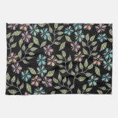 Farbenfrohe Multicolorflora mit schwarzem Teetuch Geschirrtuch (Horizontal)