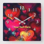 Farbenfrohe Multiherzen Quadratische Wanduhr (Vorderseite)