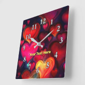 Farbenfrohe Multiherzen Quadratische Wanduhr (Winkel)