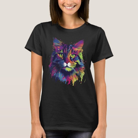 Farbenfrohe Münzkatze T-Shirt (Vorderseite)