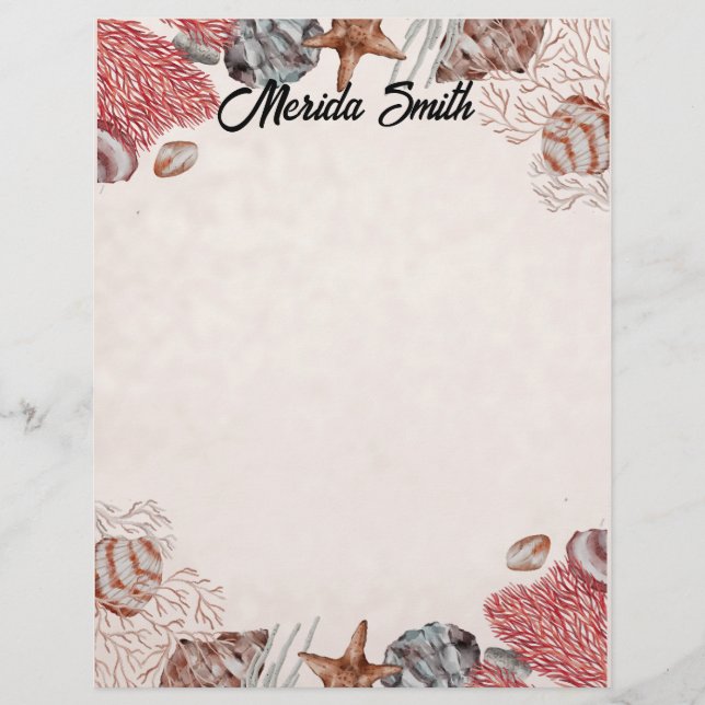 Farbenfrohe Muschel Grenze zu Tan Briefbogen (Vorderseite)