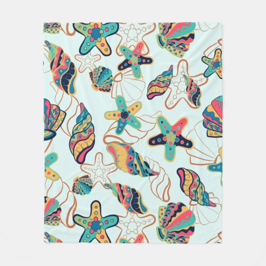 Farbenfrohe Muschelmuster Fleece-Decke Fleecedecke (Vorderseite)