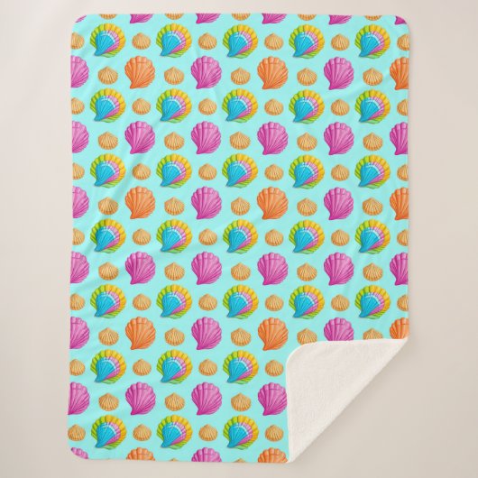 Farbenfrohe Muscheln Sherpadecke (Vorderseite)