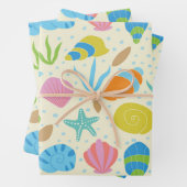 Farbenfrohe Muscheln und das Seebad mit Starfish-M Geschenkpapier Set (Beispiel)