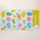 Farbenfrohe Muscheln und Personalisierte Starfish Strandtuch (Vorderseite)