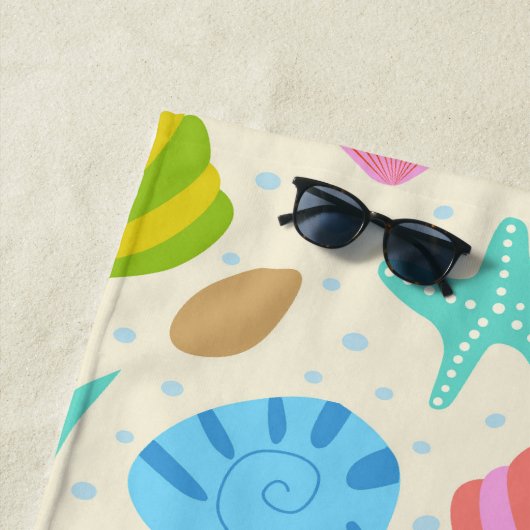 Farbenfrohe Muscheln und Personalisierte Starfish Strandtuch (Beispiel)
