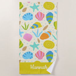 Farbenfrohe Muscheln und Personalisierte Starfish Strandtuch