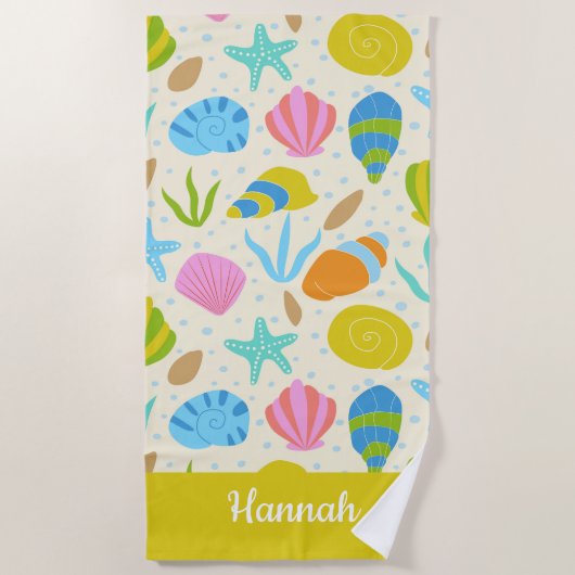 Farbenfrohe Muscheln und Personalisierte Starfish Strandtuch (Vorderseite)