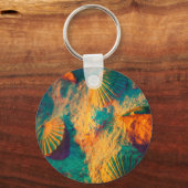 Farbenfrohe Muscheln und Sand auf der Buche Schlüsselanhänger (Vorderseite)