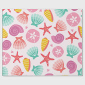 Farbenfrohe Muscheln und Starfish Muster Geschenkpapier (Flach)