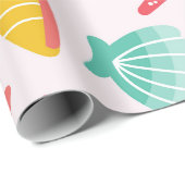 Farbenfrohe Muscheln und Starfish Muster Geschenkpapier (Rolleneckpunkt)