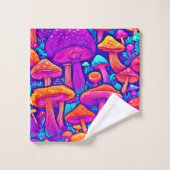 Farbenfrohe Mushroom-Muster Badhandtuch Set (Waschlappen)
